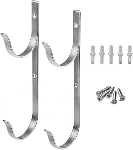 STAINLESS STEEL POOL POLE HANGER SET WITH SCREWS AND ANCHORS